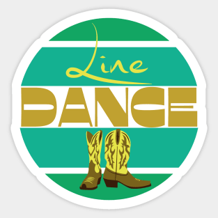 Line dance in green with cowboy boots Sticker